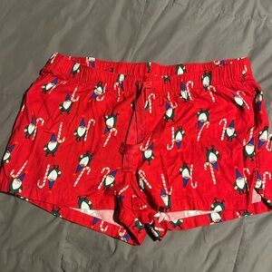 NWOT Old Navy Flannel Holiday elf with candy cane sleep shorts size large